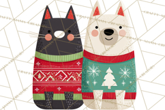 Bold Graphic Christmas Pets PNG, Modern Holiday Clipart Product Image 5