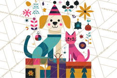 Bold Graphic Christmas Pets PNG, Modern Holiday Clipart Product Image 2
