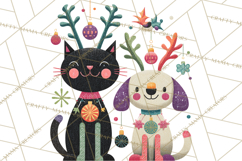 Bold Graphic Christmas Pets PNG, Modern Holiday Clipart Product Image 4