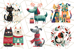 Bold Graphic Christmas Pets PNG, Modern Holiday Clipart Product Image 6