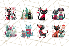 Bold Graphic Christmas Pets PNG, Modern Holiday Clipart Product Image 4
