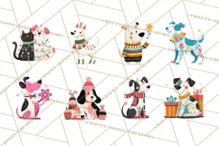 Bold Graphic Christmas Pets PNG, Modern Holiday Clipart Product Image 8