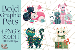 Bold Graphic Christmas Pets PNG, Modern Holiday Clipart Product Image 1
