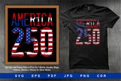 Bold letters spell AMERICA 250 with flag-inspired design Product Image 1
