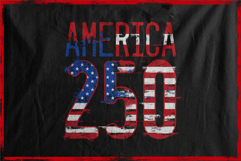 Bold letters spell AMERICA 250 with flag-inspired design Product Image 2