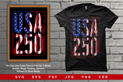 Bold letters spell USA 250 with flag inside Product Image 1