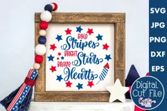 4th of July Svg, America Farmhouse Sign, Bold Stripes Bright Product Image 1