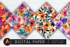 Bold Watercolor Flowers Digital Paper Product Image 1