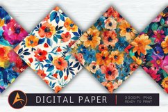 Bold Watercolor Flowers Digital Paper Product Image 1