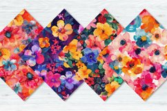 Bold Watercolor Flowers Digital Paper Bundle Product Image 5