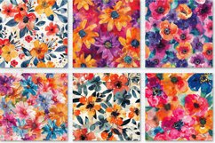 Bold Watercolor Flowers Digital Paper Bundle Product Image 4