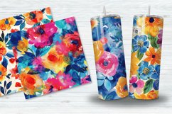 Bold Watercolor Flowers Digital Paper Bundle Product Image 3