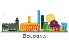 Bologna Italy City Skyline with Color Buildings Isolated. Product Image 1