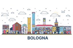 Outline Bologna Italy City Skyline with Colored Historic. Product Image 1