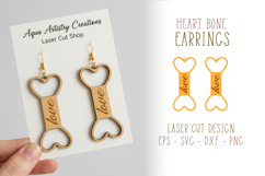 Bone Earrings with Engraving Love Text Laser Cut Template Product Image 1