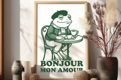 Bonjour Mon Amour French Cafe Frog SVG Funny Paris Frog PNG Product Image 3