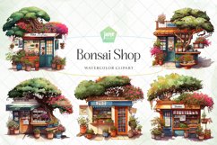 Bonsai Shop Watercolor Sublimation Clipart Product Image 1