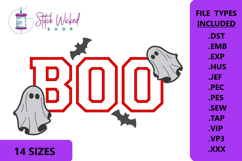 Boo Applique Halloween Embroidery Design, Ghosts And Bats Product Image 1