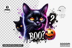 Halloween Boo Black Cat Pumpkin Question PNG Clipart Product Image 1