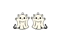 Boo Cat Halloween Earrings Laser Cut SVG Template Product Image 2