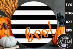 Farmhouse Halloween Round Sign, Boo Door Hanger Svg Product Image 1