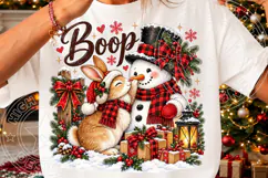 Cute Christmas Bunny Kissing Snowman PNG, Boo Christmas Desi Product Image 3