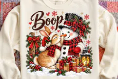 Cute Christmas Bunny Kissing Snowman PNG, Boo Christmas Desi Product Image 4