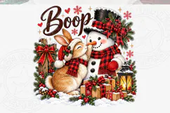 Cute Christmas Bunny Kissing Snowman PNG, Boo Christmas Desi Product Image 5