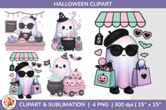 Cute Pastel Ghost Halloween Sublimation PNG, Pastel Goth Product Image 1