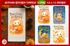 Halloween Kitchen Towel, Cute Ghost, Happy Halloween Product Image 1