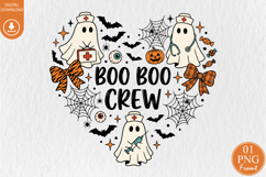 Boo Crew Halloween Sublimation, Nurse Ghost Heart Shaped Product Image 1