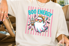 Boo Energy Cute Ghost PNG, Retro Halloween Iced Coffee PNG Product Image 2