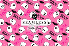 Pink Boo Ghost Pattern | Cute Halloween Digital Paper Product Image 1