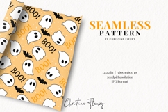 Orange Boo Ghost Pattern | Cute Halloween Digital Paper Product Image 2