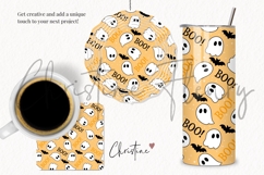 Orange Boo Ghost Pattern | Cute Halloween Digital Paper Product Image 3