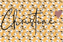 Orange Boo Ghost Pattern | Cute Halloween Digital Paper Product Image 4