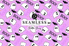 Purple Boo Ghost Pattern | Cute Halloween Digital Paper Product Image 1
