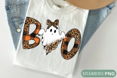 Girl Halloween PNG | Leopard Plaid Ghost PNG | Boo PNG Product Image 1