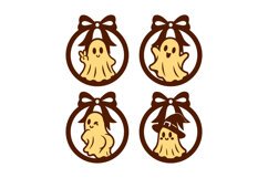 4x Boo Ghosts with Bow Laser Cut Earrings Design - Free Design of The Week Product Image 2
