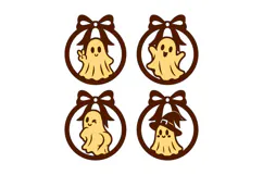 4x Boo Ghosts with Bow Laser Cut Earrings Design Product Image 2