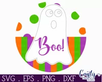 Farmhouse Halloween Round Sign, Boo Ghost Door Hanger Svg Product Image 2