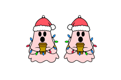 Boo Ghost Holding Coffee Earrings Laser Cut SVG Template Product Image 2