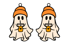 Boo Ghost Drinking Coffee Halloween Earrings Lasercut Design Product Image 2