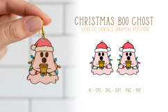 Boo Ghost Holding Coffee Earrings Laser Cut SVG Template Product Image 1