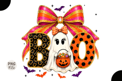 Boo Ghost Girl Png, Cute Halloween Ghost With Bow Png Product Image 1