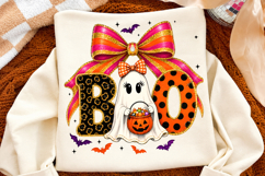 Boo Ghost Girl Png, Cute Halloween Ghost With Bow Png Product Image 2