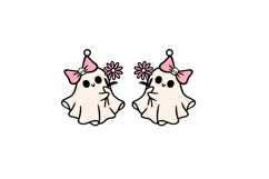 Boo Ghost Holding Flower Halloween Earrings Lasercut Design Product Image 2