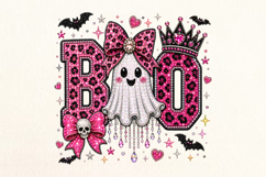 Boo Ghost Leopard Rhinestone PNG Design Product Image 1