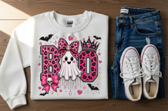 Boo Ghost Leopard Rhinestone PNG Design Product Image 3