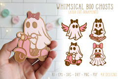 4x Cute Boo Ghost Ornaments, Studs, Decoration Lasercut Product Image 1